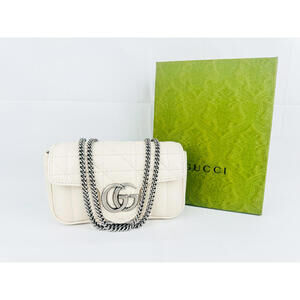 Gucci Aria Super Mini GG Marmont Bag (Mystic White)